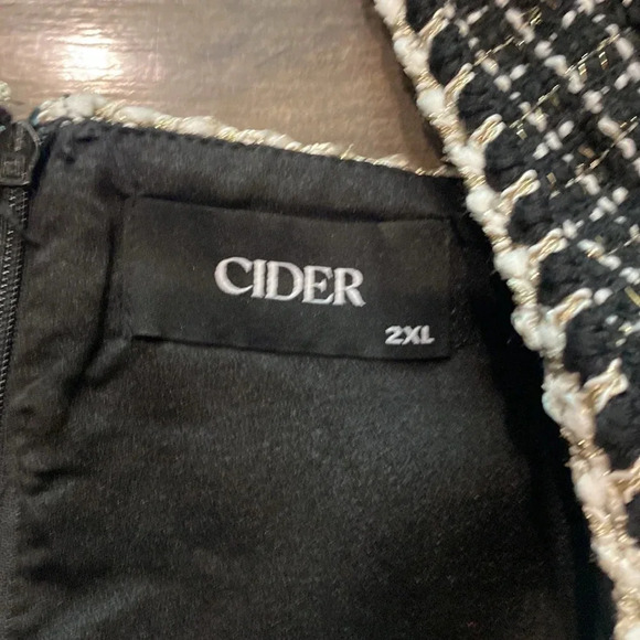 Cider Tweed Houndstooth Knit Black White TikTok Mini U-Neck Dress Women Size 2XL - Picture 5 of 10